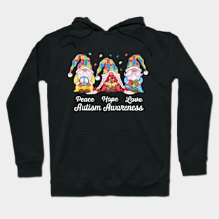 Cute Gnomes Holding Puzzle & ribbon Support Cute Gnomes Holding Puzzle & ribbon Support Autism Awareness Hoodie